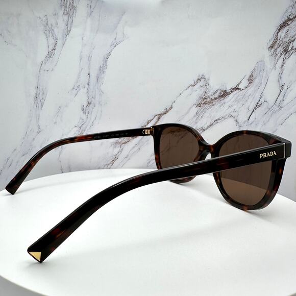 New PRADA Sunglasses Brown Square Gold Logo Tortoise Authentic w/ Box & Case - Picture 11 of 16
